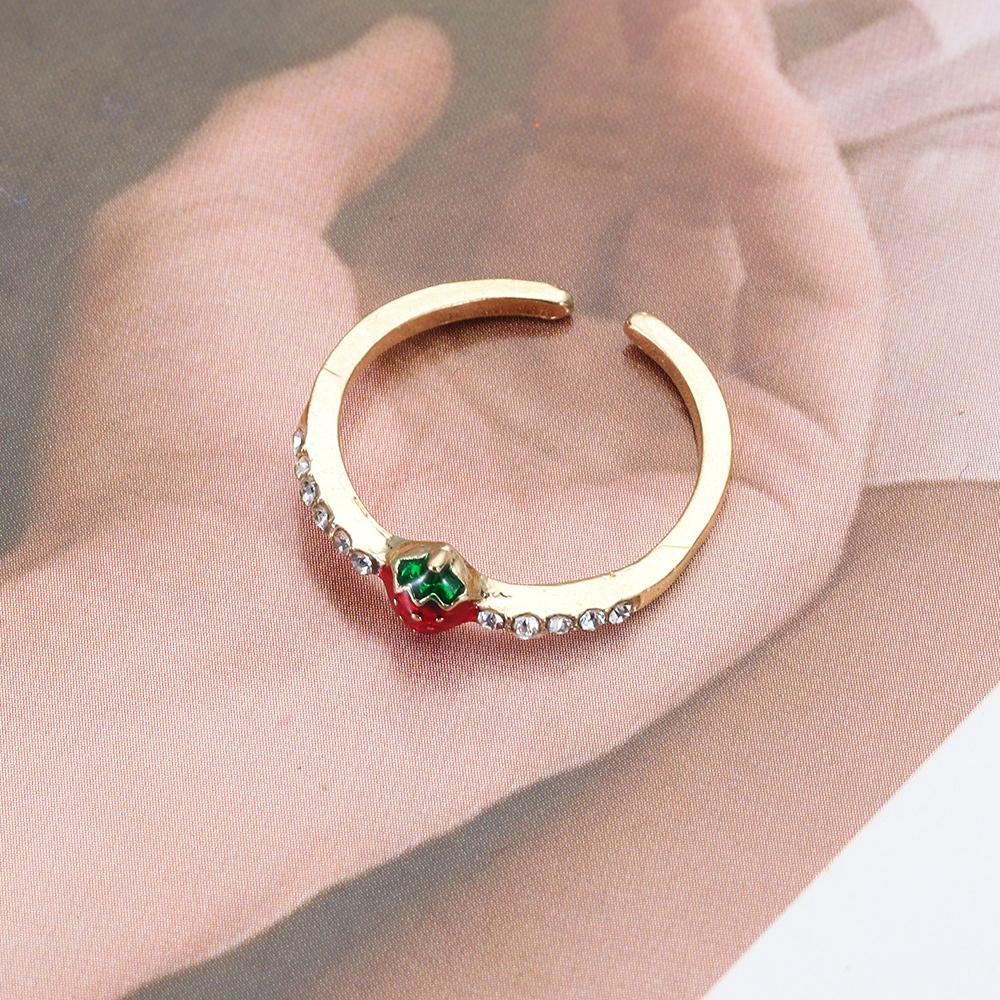 Nhẫn Hở Họa Tiết Dâu Tây Thời Trang Dự Tiệc Cho Nam Và Nữ