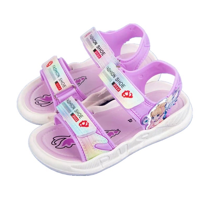 Sandal bé  gái đế cao su quai hậu cho bé gái từ 3 tuổi đến 10 tuổi Logo hình công chúa M2212
