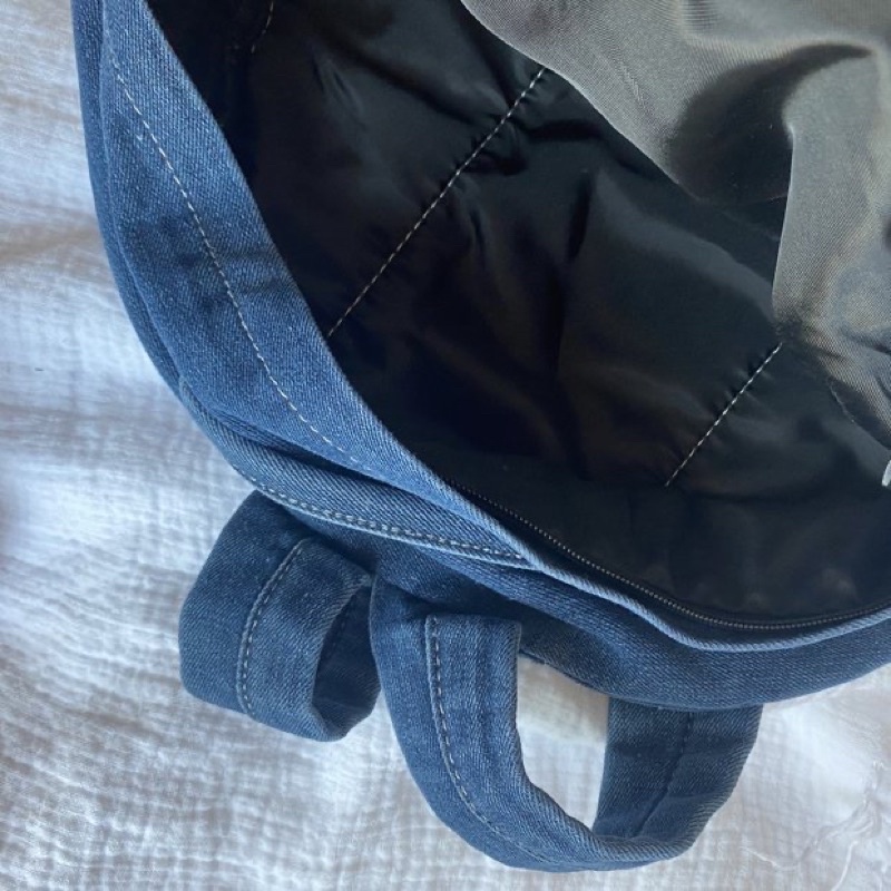 Balo màu jean trơn Basic chất Canvas mềm phong cách Ulzzang