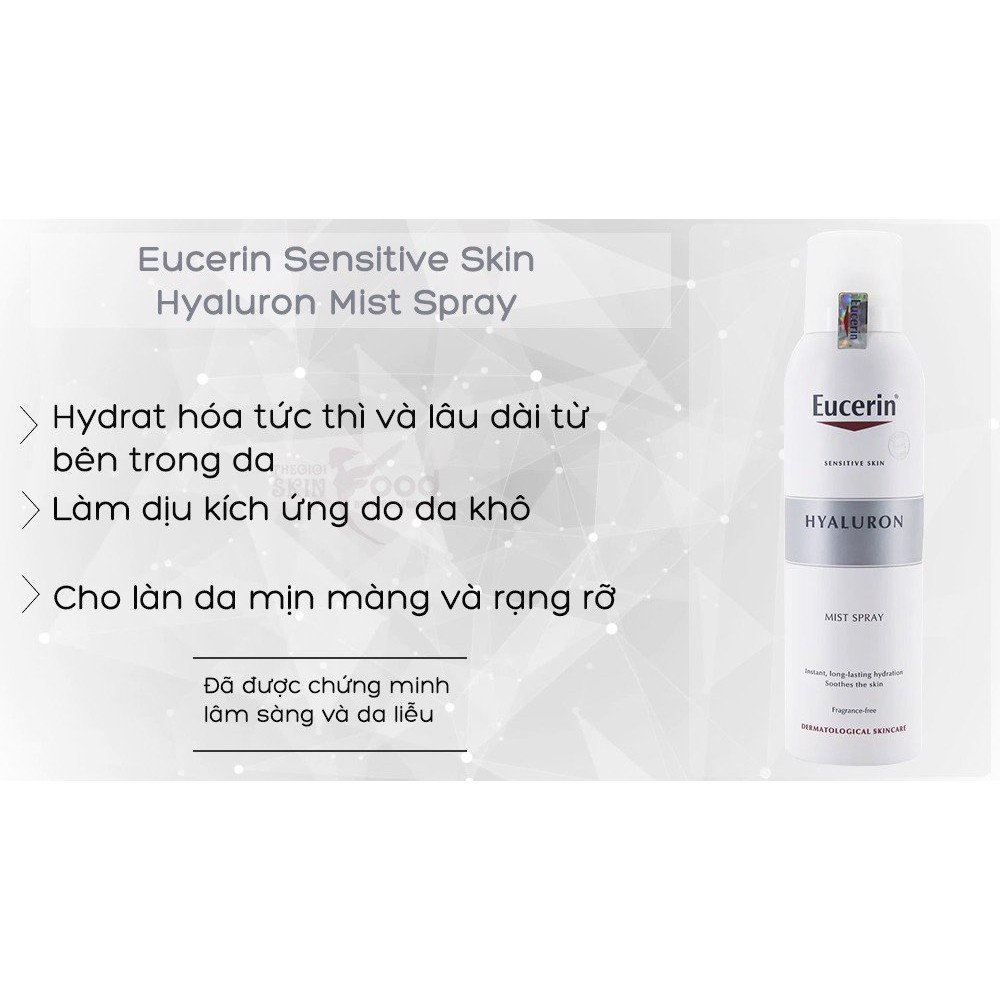 Xịt Khoáng Dưỡng Ẩm Làm Dịu Da Cho Da Nhạy Cảm Eucerin Hyaluron Mist Spray 50ml, 150ml