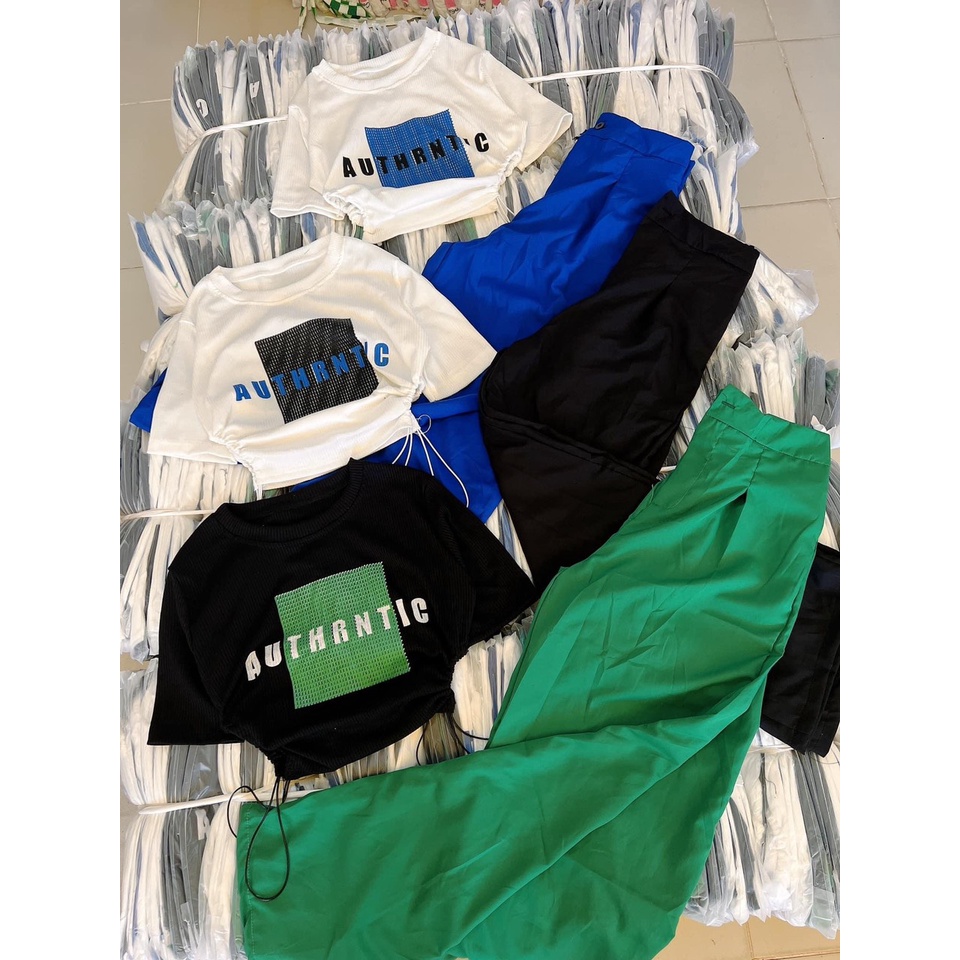 Set bộ thời trang,set áo kiểu Crop top.quần ông leo, hàng thết kê,hình ảnh thật