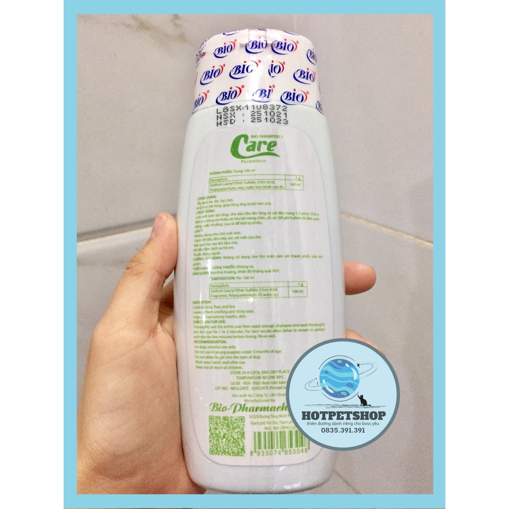 Sữa Tắm Bio Care  - Diệt Ve Rận, Bọ Chét, Khử Mùi Chó Mèo