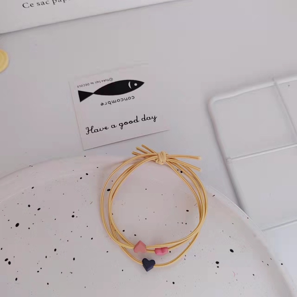 DÂY CỘT TÓC TRÁI TIM NHIỀU MÀU SẮC NHỎ XINH PHONG CÁCH HÀN QUỐC