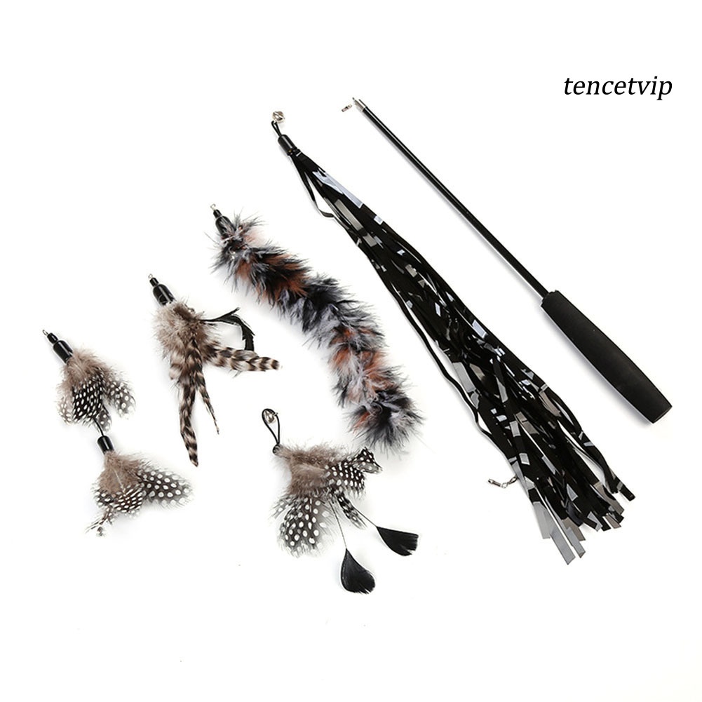 Set 6 Gậy Lông Vũ 3 Khúc Có Thể Thu Gọn Thay Thế Cho Mèo Cưng