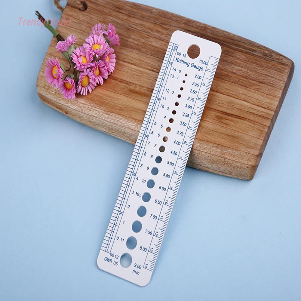 9-20mm Yarn Ruler Measure Needle Gauge Inch CM Plastic Measure Ruler Household Sewing Tailor Tool