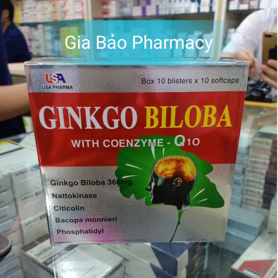 Viên uống GINKGO BILOBA 360mg with coenzym Q10 cải thiện trí nhớ