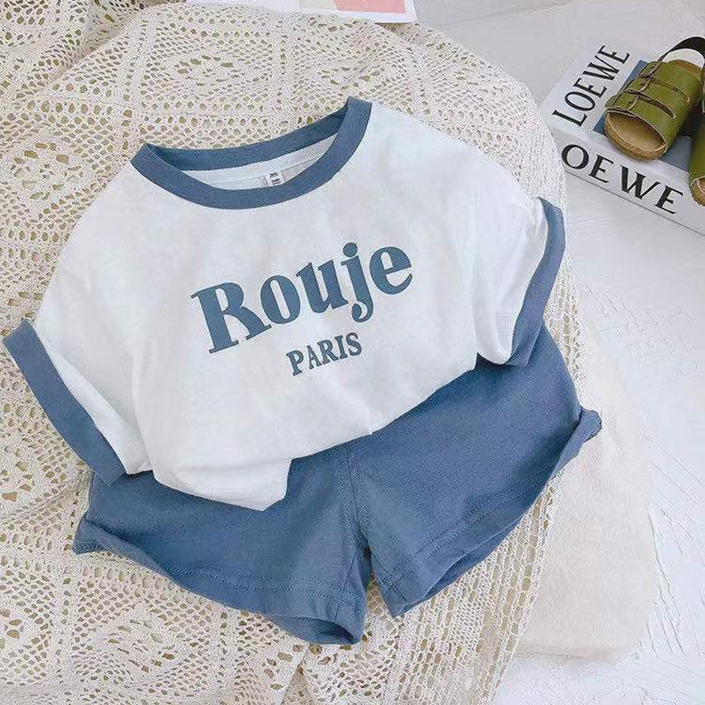 Bộ Cộc Tay In Chữ Rouje Paris, Quần Áo Cho Bé Trai Siêu Hot Cho Bé Từ 7-28kg - LILA KIDS