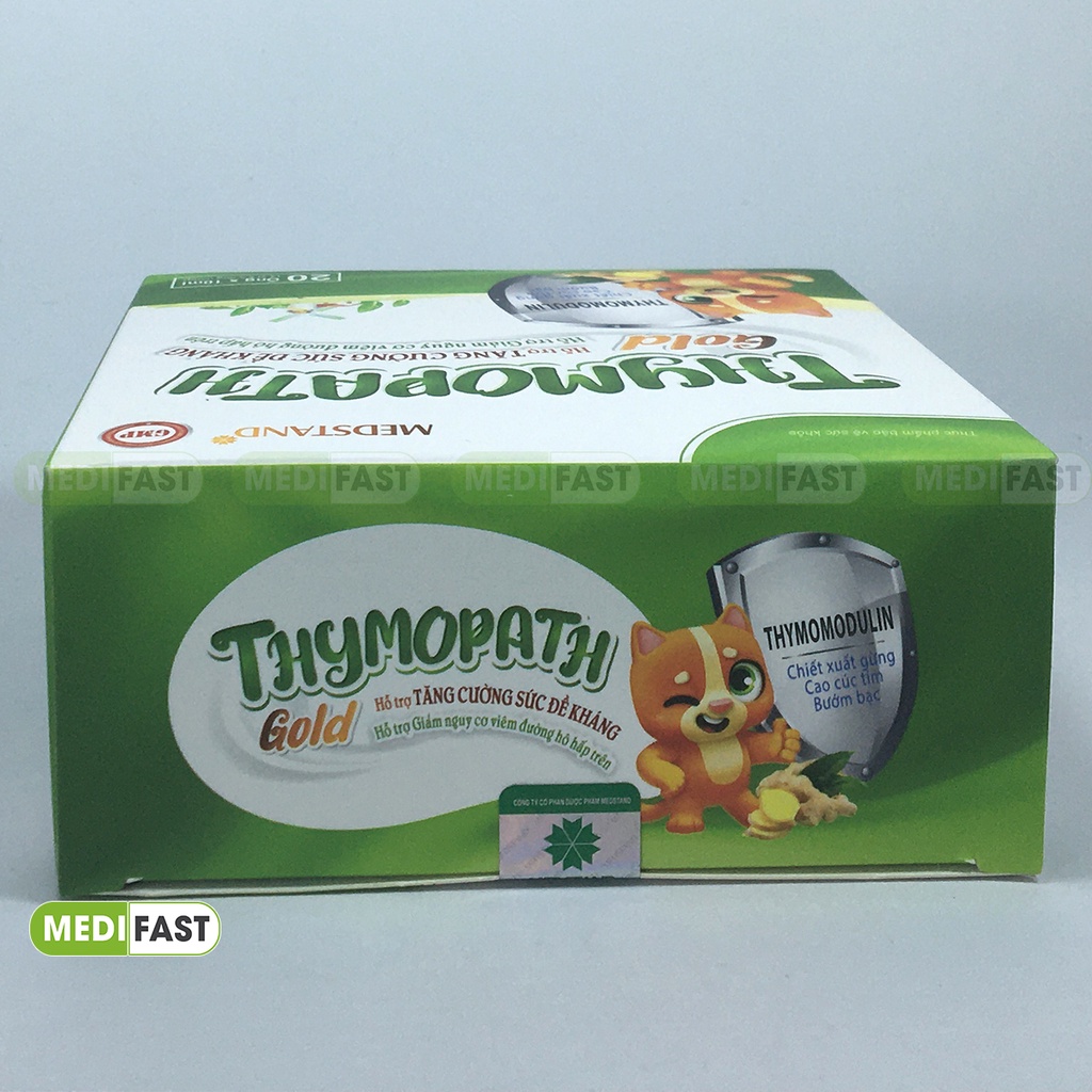 Siro tăng miễn dịch, tăng sức đề kháng Thymopath Gold cho bé từ 6 tháng tuổi - Hộp 20 ống từ thao dược