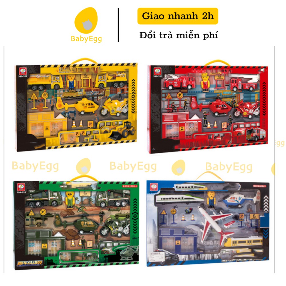 Set bộ đồ chơi trẻ em cho bé gái trai mô hình công trường cảnh sát máy bay lego biển báo từ 3 4 5 6 7 8 9 tuổi baby egg