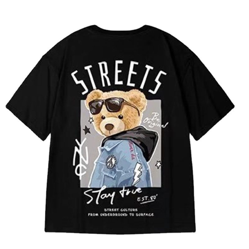 Áo Thun Tay Ngắn Cổ Tròn In Hình Gấu Hoạt Hình Dành Cho Nam Và Nữ Size M-8XL