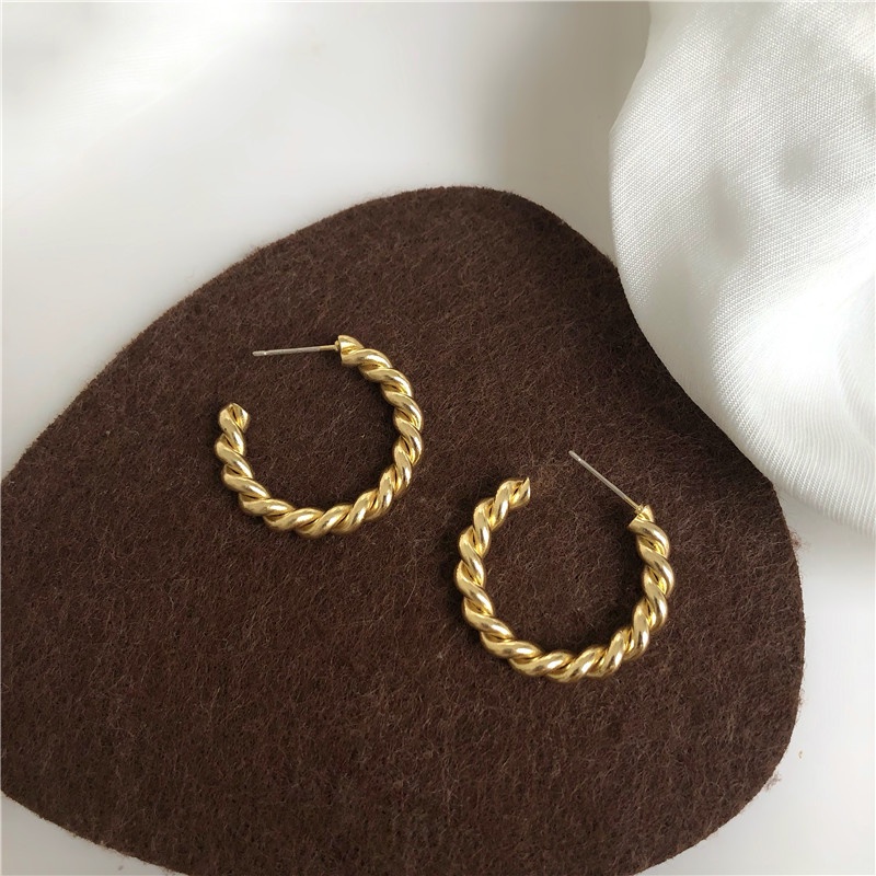 [JUNG/Jung Accessories] Bông tai/Hoa tai hợp kim Bông tai tròn xoắn phong cách Hàn Quốc