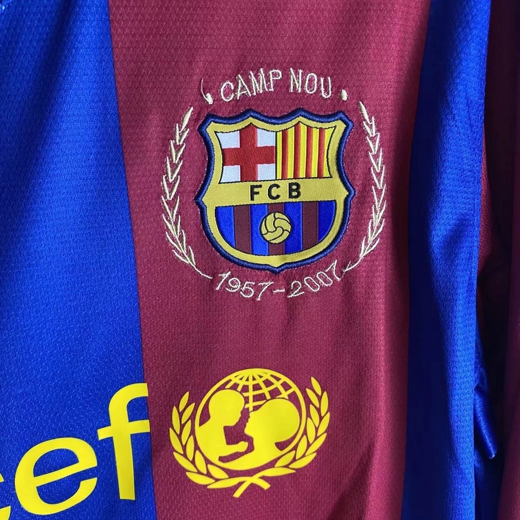 Áo Thun Bóng Đá Tay Ngắn Dài Phong Cách retro 07-08 Barcelona Cao Cấp