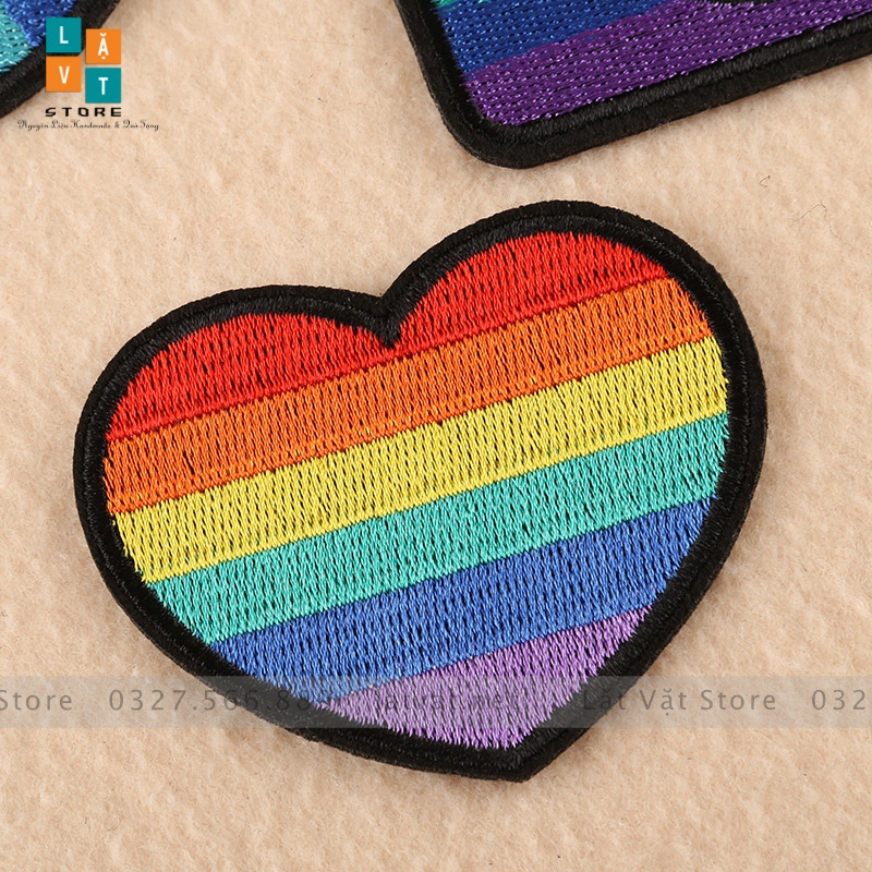 Patch ủi quần áo, Sticker dán Vali phong cách ngũ sắc, xinh đẹp, tiện dụng, ý nghĩa cho công đồng LGBT