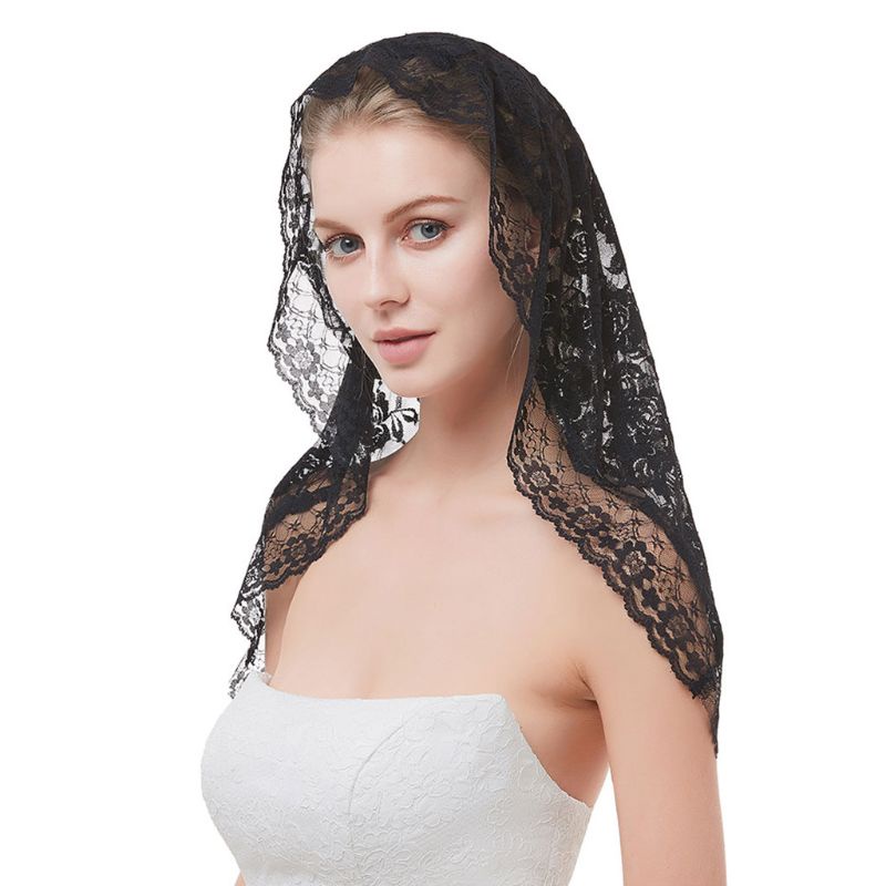 Mạng Che Mặt Một Lớp Bằng Vải Jacquard Ren Hoa Tinh Tế Kích Thước 95x55CM Dành Cho Bạn Nữ Trong Tiệc Cưới