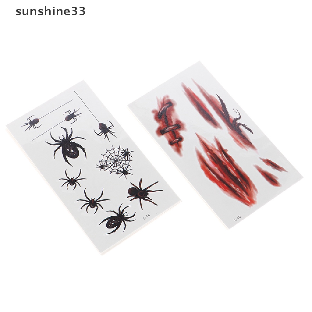 Set 10 Tấm Hình Xăm Dán Chủ Đề Halloween Độc Đáo