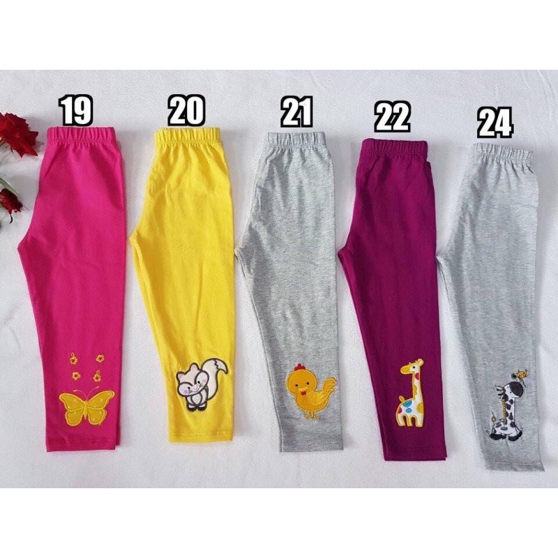 Quần Legging, quần thun ôm thêu, in dễ thương bé gái từ 8 đến 13kg