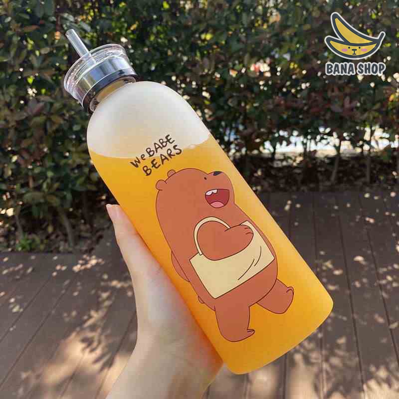 Set bình đựng nước nhựa We Bare Bears Chúng tôi đơn giản là gấu 1000ml