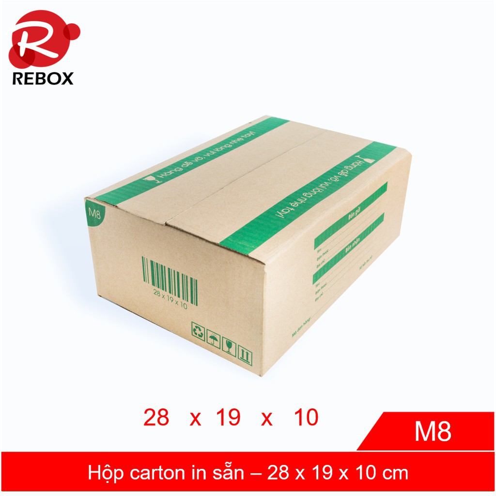Hộp 28x19x10 cm - 20 hộp carton in sẵn giá rẻ siêu dày Rebox