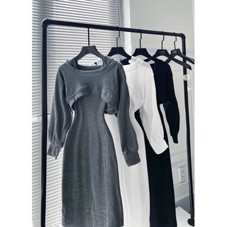 SET MAXI KÈM KHOÁC CROP LỆCH VAI