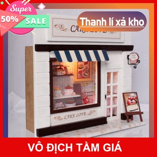 GIÁ SỐC- HCM- HOT- Mô hình NHÀ BÚP BÊ bằng gỗ có đèn led TIỆM BÁNH CUTEC004 DochoiHCM