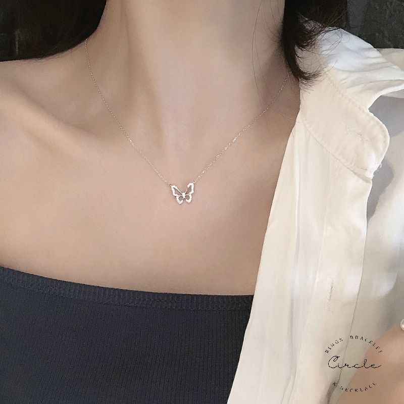 Vòng cổ, dây chuyền nữ bạc mặt hồ điệp cánh bướm mỏng sang chảnh, nữ tính, xinh xắn H1031| TRANG SỨC BẠC CIRCLE