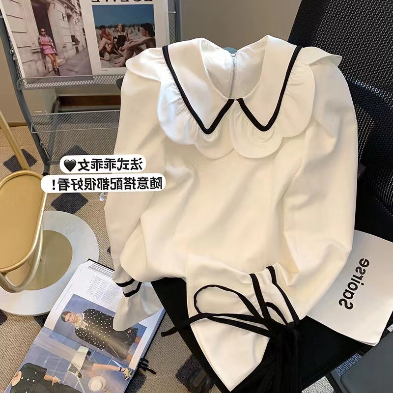 Hàng Có Sẵn Mới! Áo Tay Dài Cổ Búp Bê Dáng Rộng Phong Cách Hàn Quốc Baju Wanita Lengan Panjang