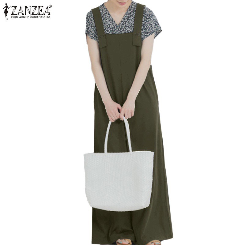 Jumpsuit ZANZEA không tay cổ vuông ống rộng hợp thời trang cho nữ