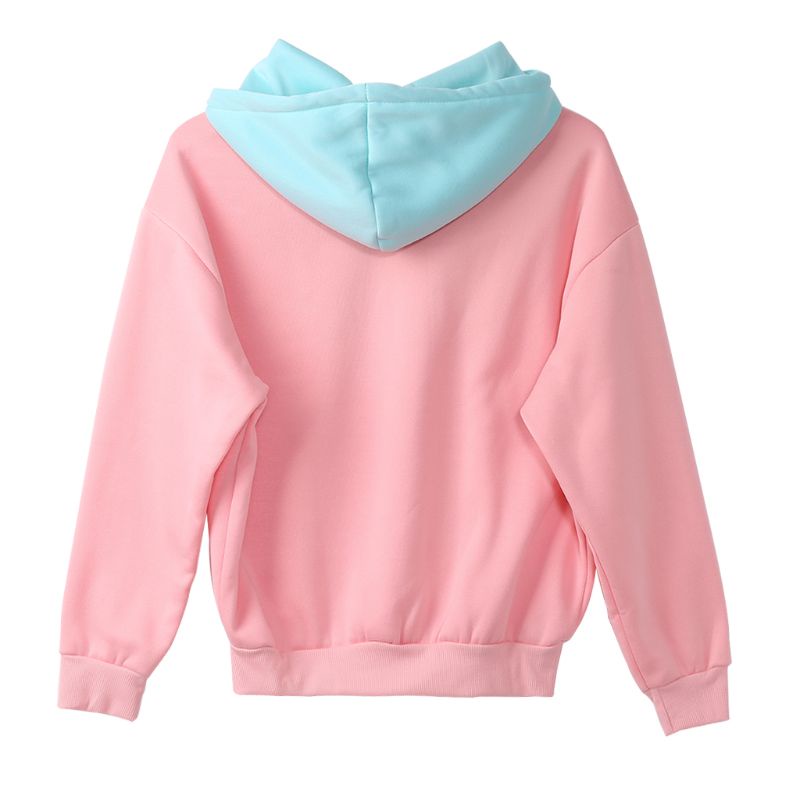 Xiangbao Áo Hoodie Nhung Dày Màu Kẹo Tương Phản In Chữ Cho Nữ