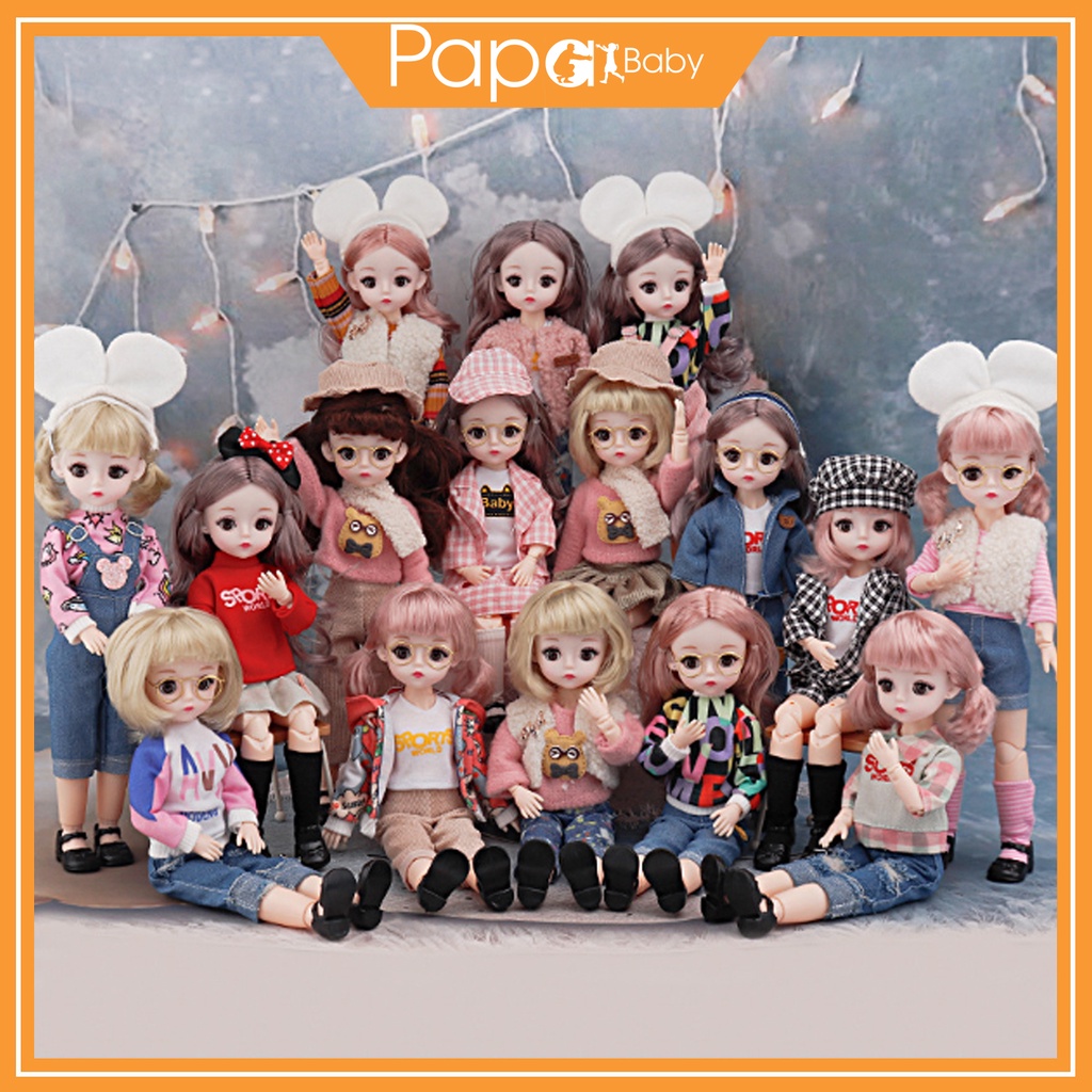 Búp bê barbie 30cm chớp mắt 4D, búp bê có khớp , đồ chơi búp bê cho bé