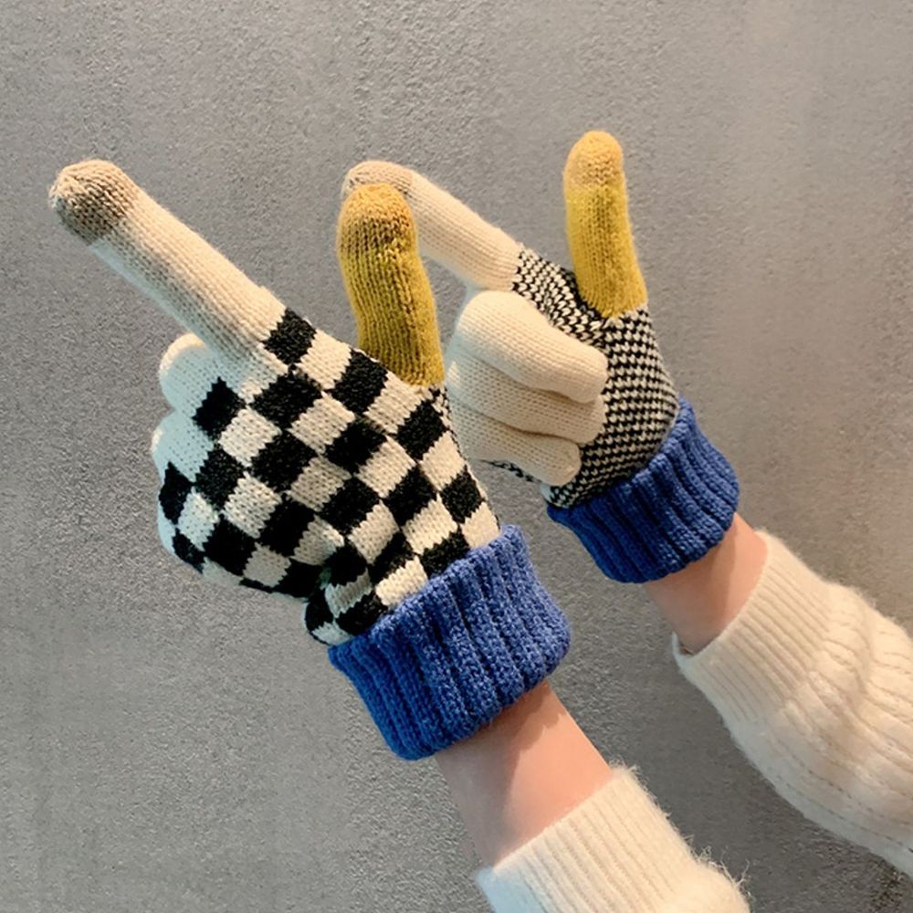 Găng tay dệt kim mềm mại dày dặn giữ ấm nhiều màu phong cách Hàn Quốc cho nữ