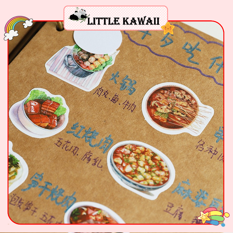 Set 100 miếng sticker hình dán đồ ăn, thức uống food drink