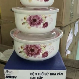Bộ 3 thố sứ hút chân không