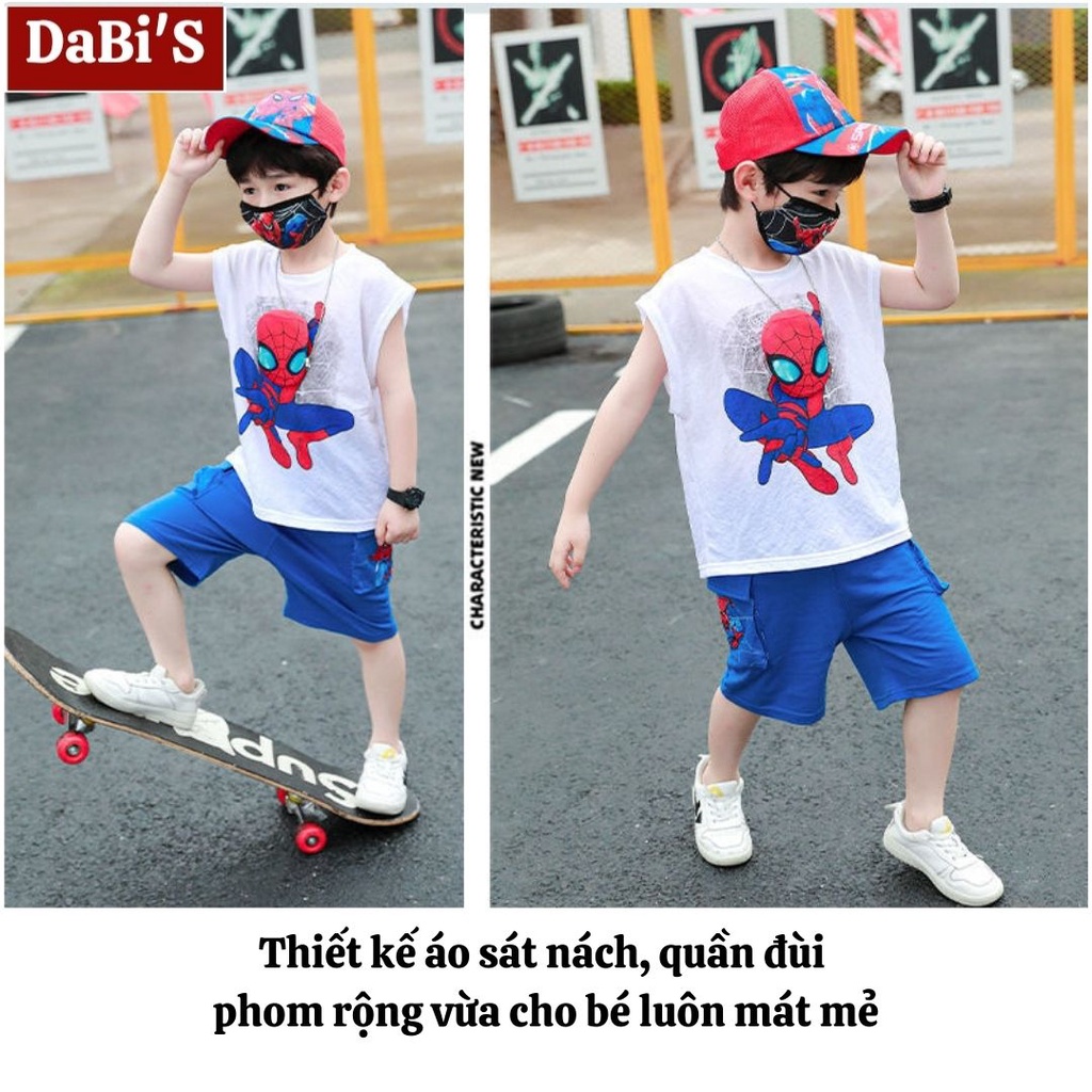 Quần áo trẻ em sát nách DaBi'S chất đẹp 100% cotton còn size đại 10 tuổi hình siêu nhân người nhện spiderman