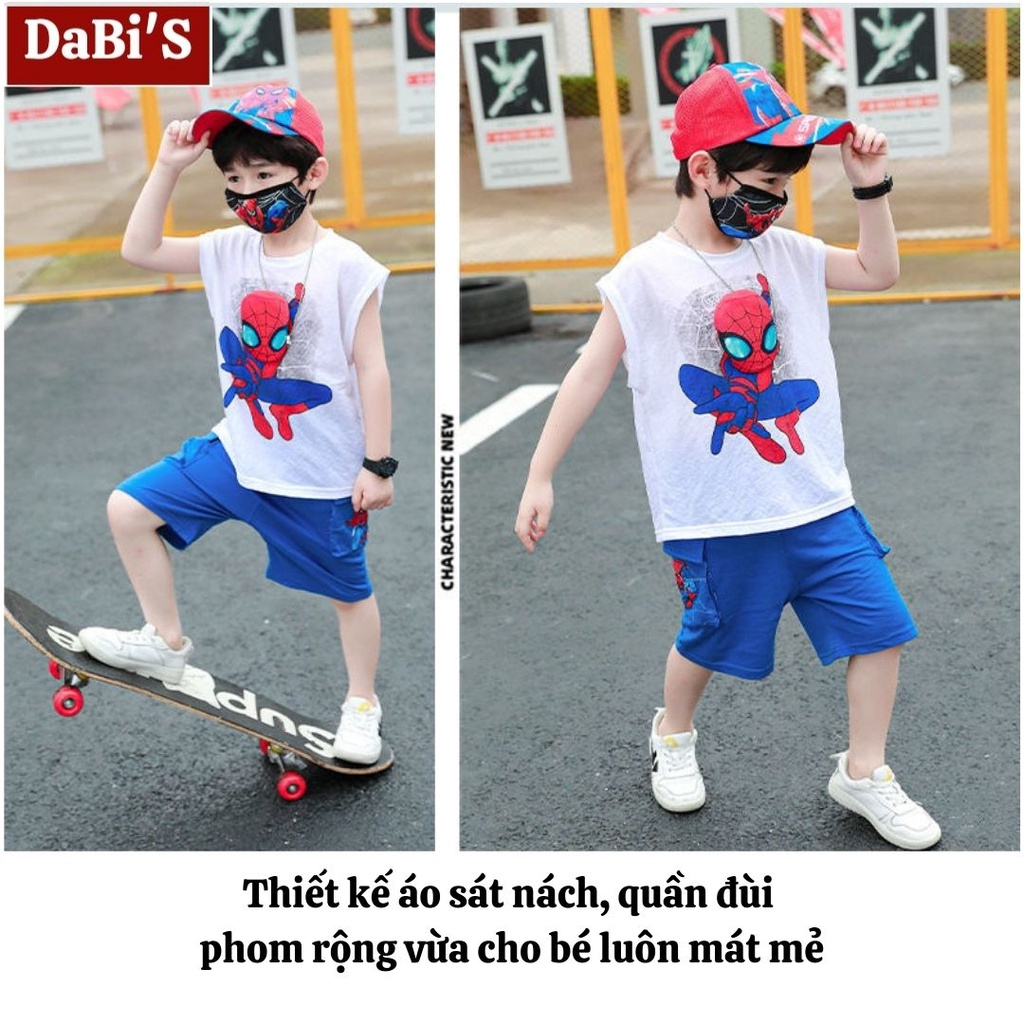 Quần áo trẻ em sát nách DaBi'S còn size 3, 4, 15, 16 bé trai thun 100% cotton hình siêu nhân người nhện Spiderman