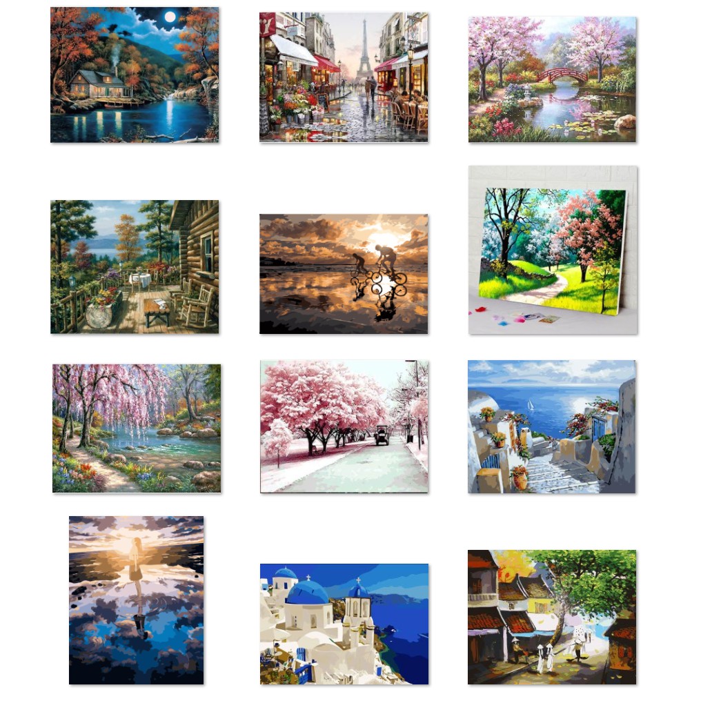 Tranh sơn dầu số hoá tự tô màu theo số có khung - PHONG CẢNH (40*50) | BigBuy360 - bigbuy360.vn