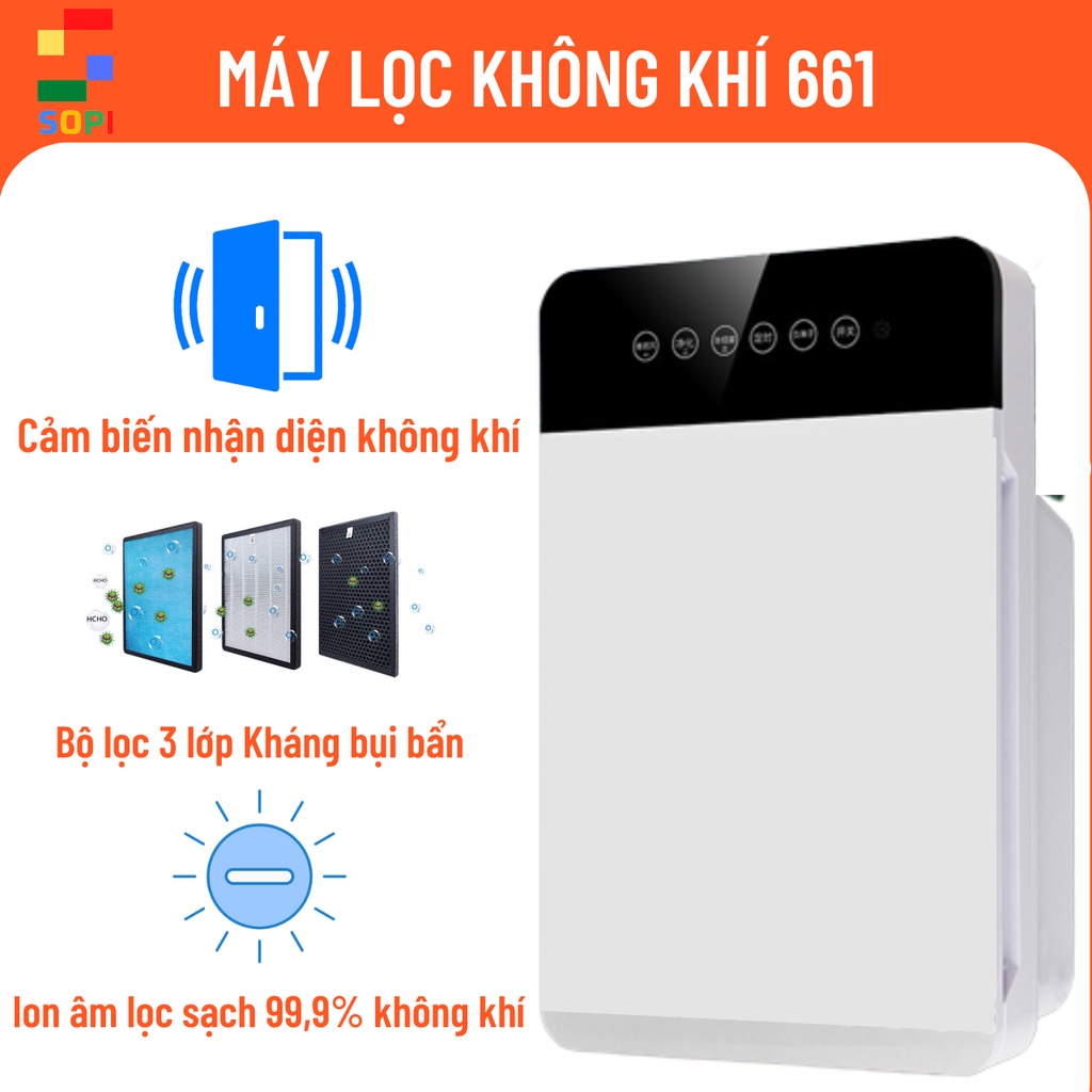 Máy Lọc Không Khí Ion Âm 661, Máy Lọc Không Khí Mini Lọc Bụi Mịn PM2.5, Vi Khuẩn Chính Hãng SONETS.