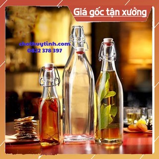 COMBO 2 CHAI THỦY TINH NẮP GÀI 1 LÍT CAO CẤP