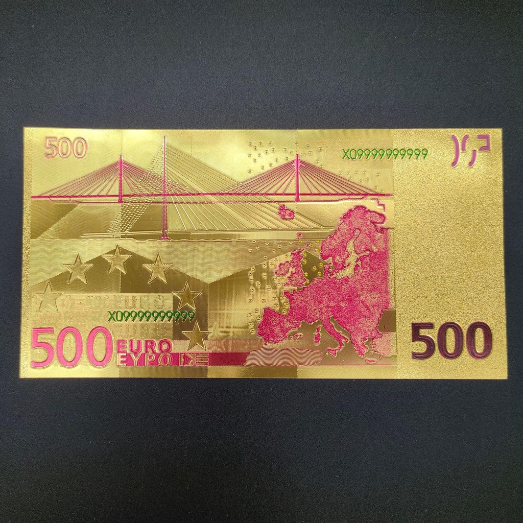Tờ Tiền Kỉ Niệm 500 EURO Plastic Mạ Vàng Lì Xì Tết May Mắn