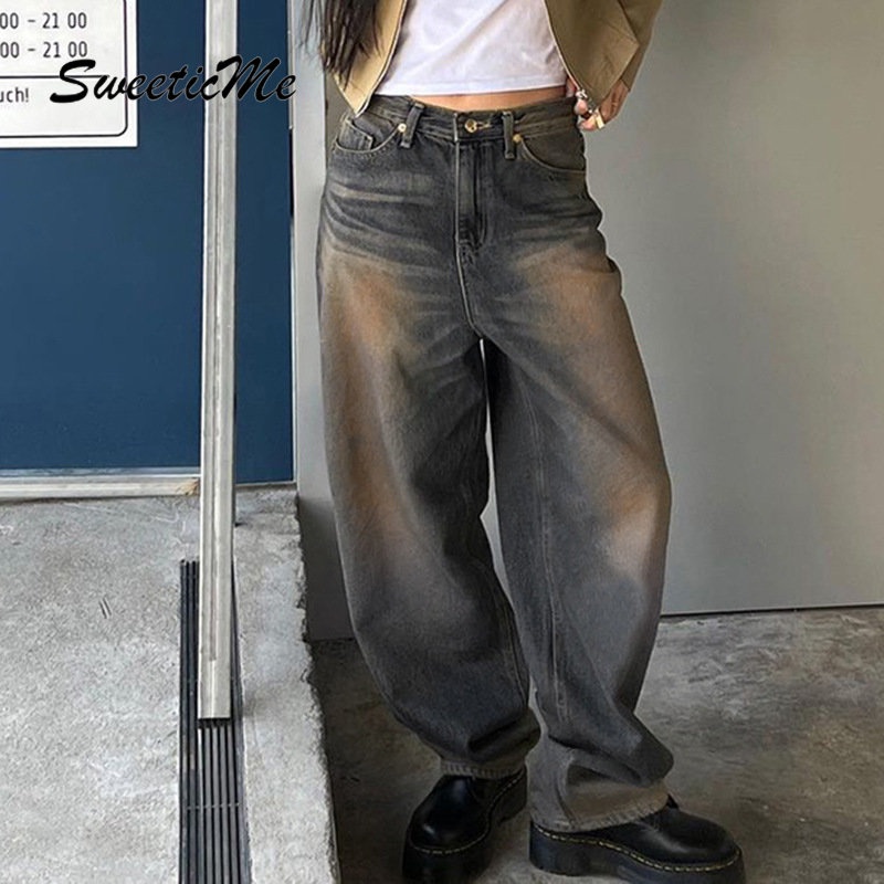 Quần Jeans Nữ Ống Rộng Lưng Cao Thời Trang