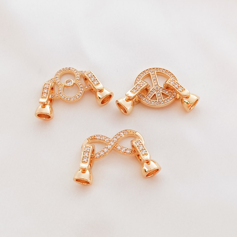 Khóa Nối Chuỗi Hạt Ngọc Trai Kim Cương Nhân Tạo Màu Vàng Đồng 14K Mã Số 8 Pha Lê Làm Trang Sức Thủ Công