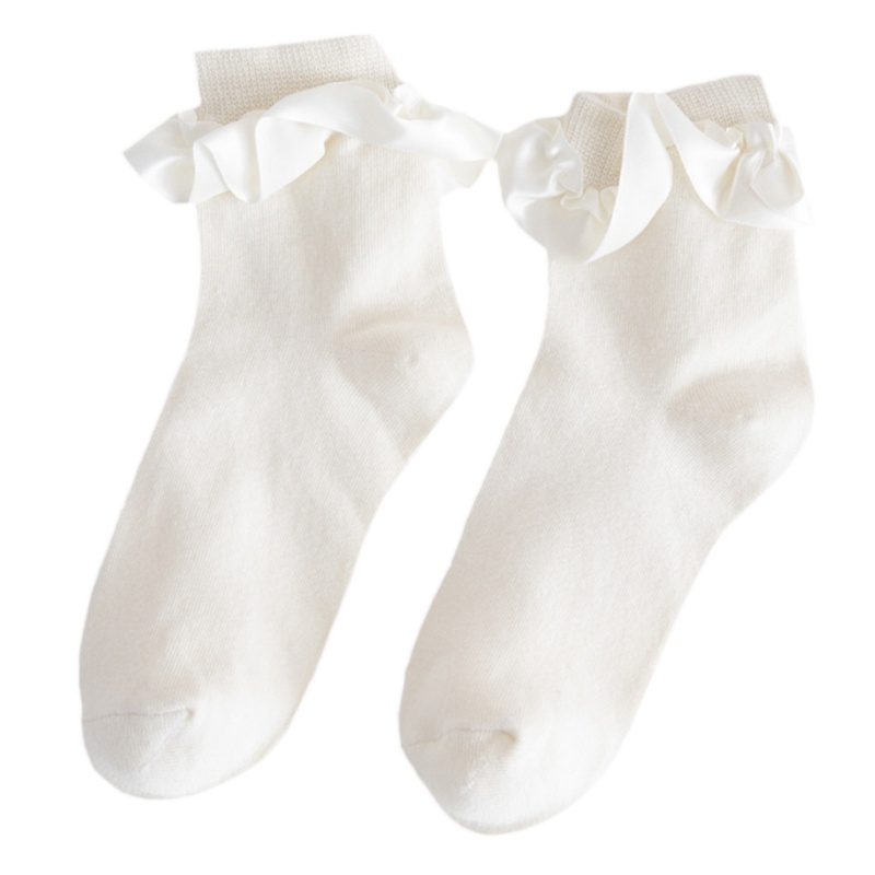 Vớ Cotton Cổ Cao Đến Mắt Cá Chân Phối Bèo Dễ Thương Phong Cách Harajuku Cho Nữ