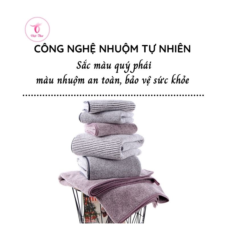 Khăn tắm than tre hoạt tính cao cấp VIỆT THƯ, siêu mềm mịn, siêu thấm hút, siêu kháng khuẩn, 300gr, 70x140cm