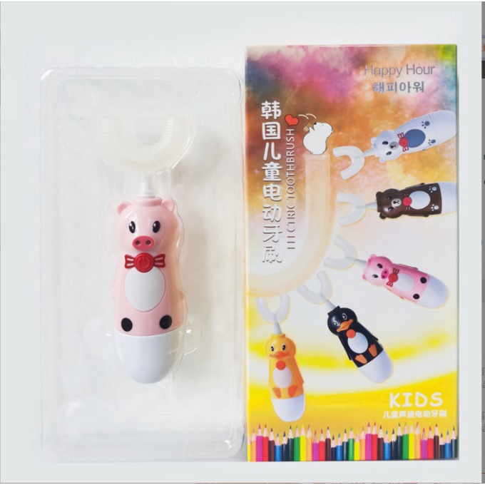 Bàn chải đánh răng cho bé Healthy Baby ,Bàn chải điện cho bé đầu chữ U cho trẻ từ 2-9 tuổi