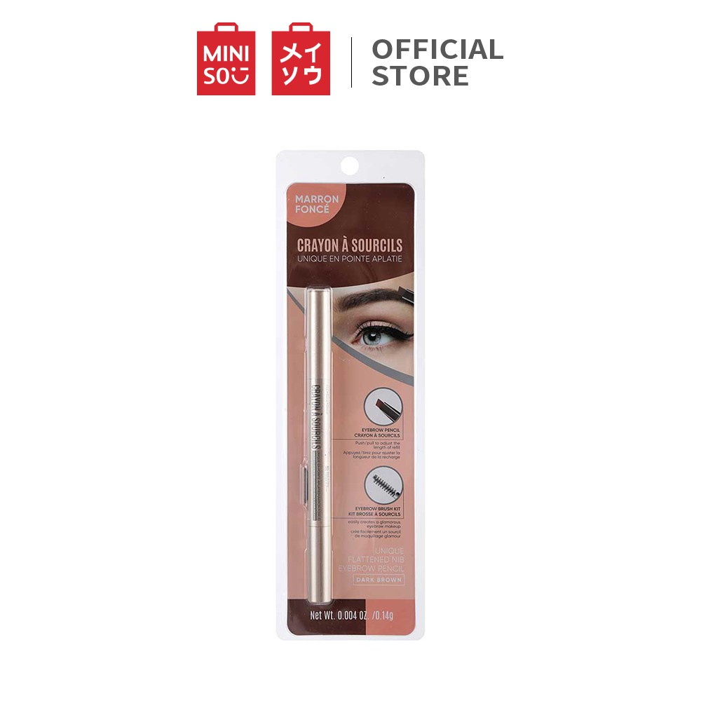 Chì kẻ mày Miniso Unique Flattened Nib Eyebrow Pencil 0.14g (Nâu/Nâu đậm) | BigBuy360 - bigbuy360.vn