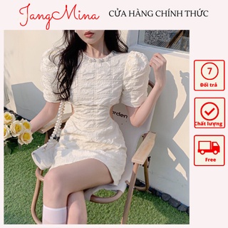 Váy đầm gấm cổ cườm khoét eo - jangmina shop