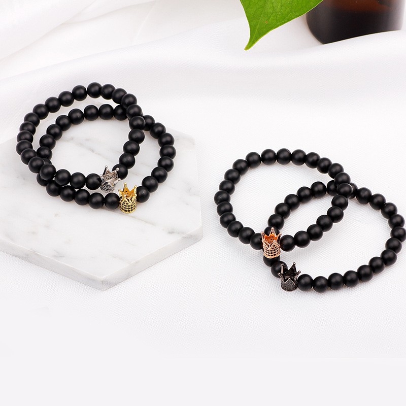 Vòng Tay Xâu Hạt Màu Đen Mặt Nhám Đơn Giản | BigBuy360 - bigbuy360.vn