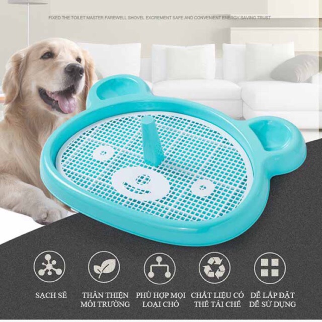 [Mã PET50K giảm Giảm 10% - Tối đa 50K đơn từ 250K] Khay Vệ Sinh Có Cọc Hình Gấu cho chó mèo. Tặng kèm tấm tả lót