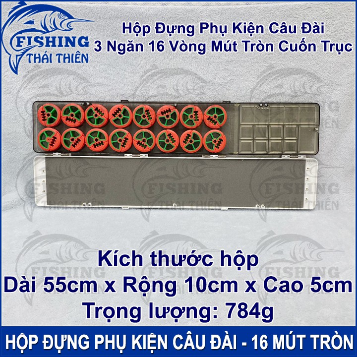 Hộp Đựng Phụ Kiện Câu Đài 3 Ngăn 16 Vòng Mút Dùng ĐựngTrục Cuốn Thẻo Phao Chì Trục Câu Đài