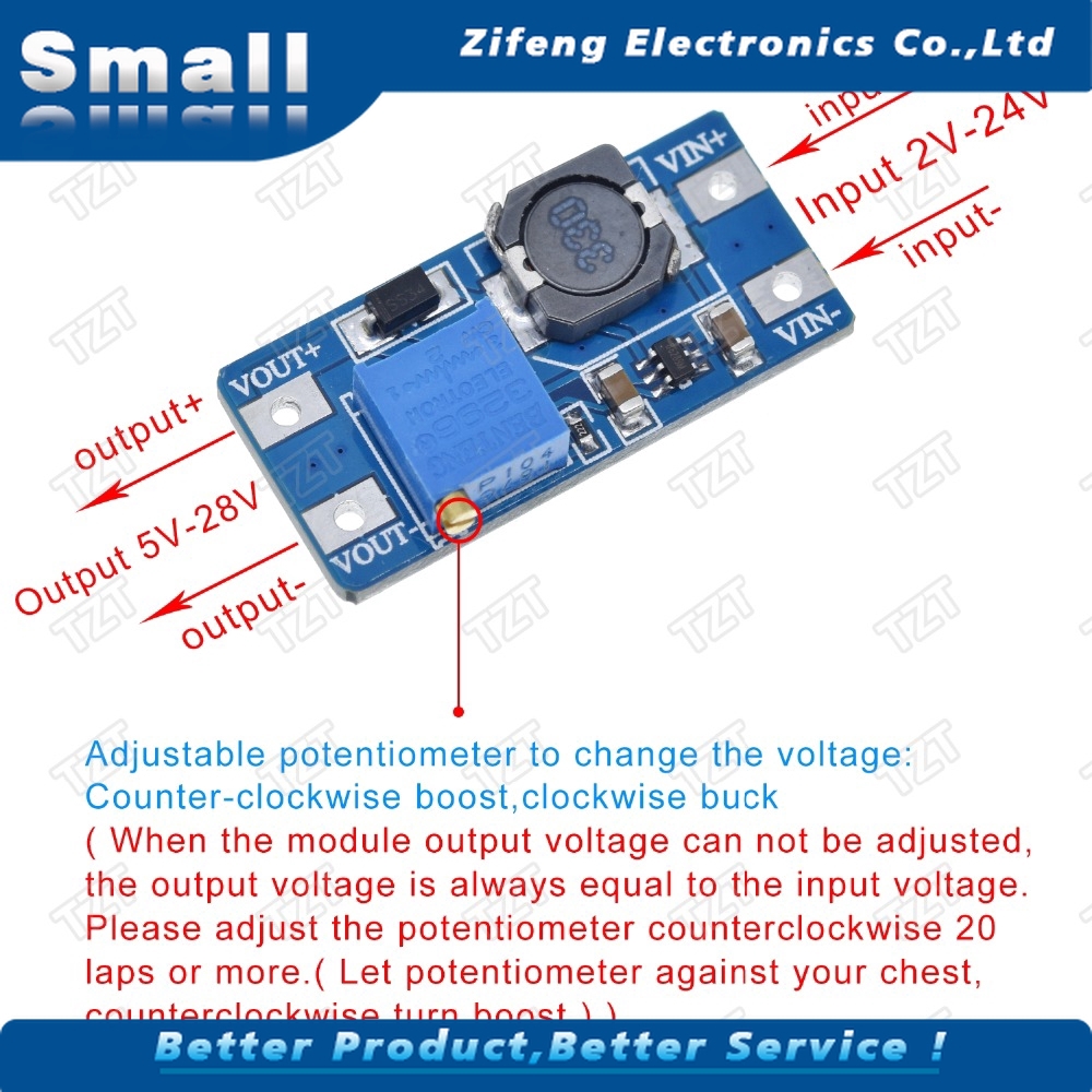 POWER 5 Mô Đun Tăng Áp Mt3608 Dc-Dc Max 28v 2a Cho Arduino