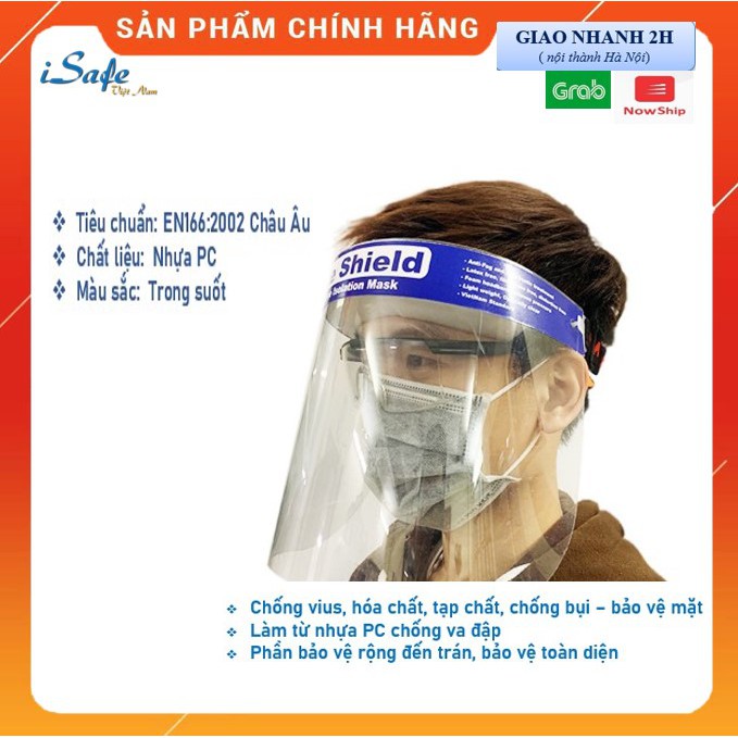 Kính chắn giọt bắn phòng dịch, Mạng che mặt trong suốt Faceshield chính hãng, ngăn ngừa vi khuẩn, bụi bẩn, chất lỏng